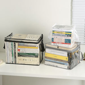 ความจุขนาดใหญ่กล่องเก็บของพับได้หอพักนักเรียนห้องเรียนกล่องเก็บหนังสือโปร่งใสกันน้ํากล่องหนังสือบ้าน