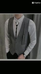 Áo gile áo gile nam phong cách hiện đại với thiết kế tinh tế độc đáo điểm nhấn 2 dây trước ngực mang lại sự lịch lãm trẻ trung trang trọng năng động cho phái mạnh - Mã N41