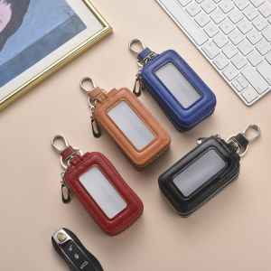 Double Layer Genuine Leather Key Holder Large Capacity Card Wallet Two in One Car Key Holder Waist Hanging Home Lock Bag for Men