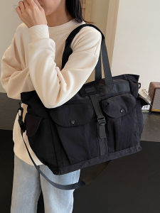 Large Capacity Casual Commuter Tote Bag Womens Handbag Short Trip Shoulder Crossbody Bag Nylon Material Zipper Closure Soft Texture