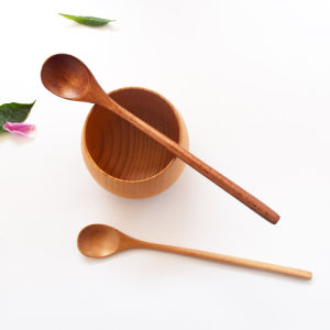 Eco-Friendly Long-Handled Wooden Spoons And Forks Creative Soup Spoons And Forks Portable Utensils Wooden Spoon And Fork Set