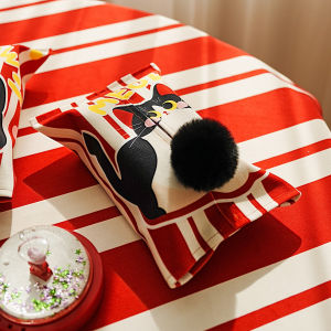 New Year Cartoon Bear Face Tissue Box Cover Velvet Fabric Car Use Home Living Room Decorative Tissue Paper Holder Bear Design