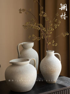 Jingdezhen Jingji Style Ceramic Retro Vase Dining Table Living Room Creative Dried Flowers Hydroponic Dual-Use Ceramic Flowerpot Plain Heart