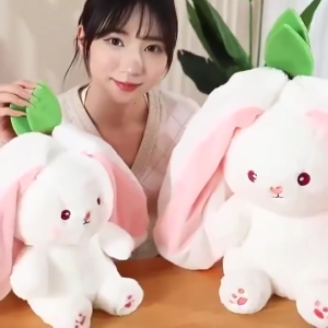 2 in1 Long Ear Strawberry Rabbit Plush Cute Bunny Fruit Animal Stuffed Doll Costume Stuffed Dolls