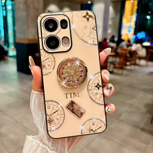 Oppo Reno13 pro Curved Screen Phone Case Full Cover Anti-Fall Female Model with Stand Integrated Design Luxury Fashion Style