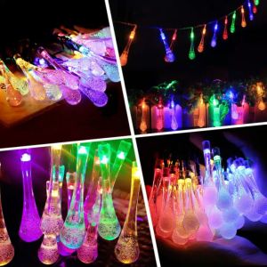 Outdoor Solar String Lights: 20 Led/50 Led/100 Led Water Drop Solar Powered Lights for Patio & Garden
