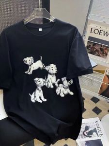 Nguyên Chất Cotton Hoạt Hình In Hình Chó Áo Thun Nữ Tay Ngắn Cho Nữ Kích Thước Lớn Dáng Rộng Giữa Chiều Dài Dài Mặc Mùa Hè