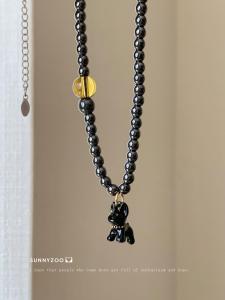 สร้อยคอจี้รูปสุนัขสีดำ SUNNYZOO ดีไซน์เรียบง่าย สไตล์เกาหลี เครื่องประดับแฟชั่นสำหรับผู้หญิง โซ่กระดูกไหปลาร้า