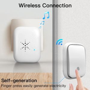 Smart Wireless Doorbell Kit Self-Powered IP65 Waterproof with 38 Music Options Long Range Remote Control for Home Security