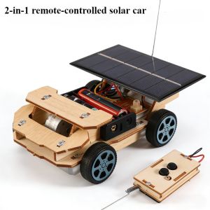 2-in-1 solar car childrens Diy handcrafted assembly model Diy 3d wooden jigsaw puzzle educational toys childrens gifts