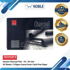 Isomars Charcoal Pad – A3 / A4 | 40 Sheets | 150gsm Coarse Grain | Acid-Free Paper