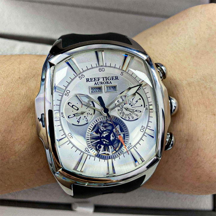 Reef Tiger RT Designer Sport Watches With Tourbillon Stainless Steel Rubber Strap Blue Dial Automatic Watches RGA3069 Lazada