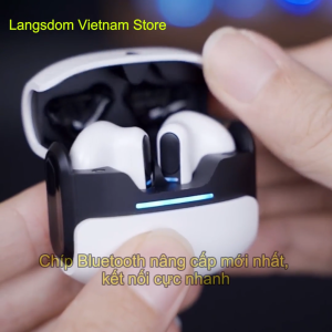 Tai Nghe Bluetooth Gaming Langsdom Theta Bass mạnh hổ trợ APP độ trễ game cực thấp 50ms Pin 21h