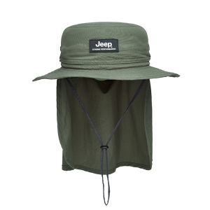 Jeep | Jeep Mens Outdoor Fishing Cap Breathable Mesh Large Brim Sunshade Hat Neck Support Casual Nylon Spring Summer Autumn Winter