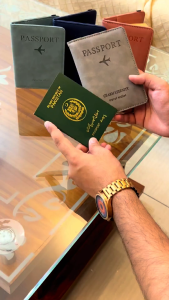 Rfid Protected Leather Passport Cover with Clip for Travel Credit Card and Sim Card Storage