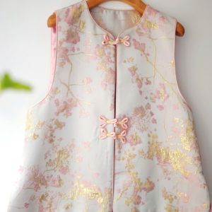 Retro round Neck Embroidered Jacket Womens Artistic Style Floral Patterned Traditional Chinese National Style Vest Top