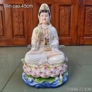 Tượng Quan Âm sứ màu trắng 19in cao 45cm mẫu mới (nhiều kích thước)