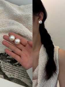 Mona Cotton Pearl Earrings 925 Pure Silver Large Cream White Luxury Vintage Atmosphere Ear Jewelry Womens Fashion Accessories