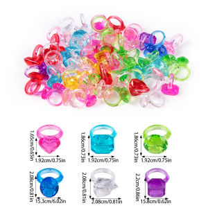 20/40pcs Plastic Colorful Gem Rings Toys for Kids Bulk Toy Diamond Ring Princess Ring Dress Up Favor Kid Birthday Party Supplies