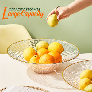 Textured Clear Round Fruit Bowl Countertop Serving Dessert Salad Candy Snack Dining Table Centerpiece Decoration
