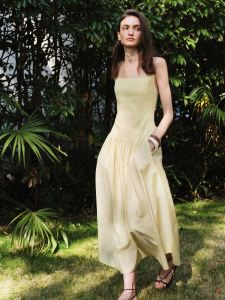 epoque de rueen | Silk Cotton Blend Solid Long Dress
