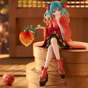 Bandai | Anime Hat suned Miku Noodle Stopper Figure Flower Fairy Winter Cherry PVC Collection Model Cute Desktop Ornament Doll Toy Gift