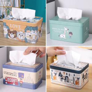 Desktop Tissue Box Creative Living Room For Home Cute Accessible Luxury Paper Extraction Box Car Napkin Storage Box Iron Chart Drum