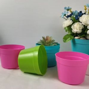 กระถางพลาสติก กระถาง กระถางต้นไม้ กระถางทรงกลม ขนาด4นิ้ว คละสี แพ็ค 24ใบ สีเขียว สีชมพู สีฟ้า สีสันสดใส ระบายน้ำได้ดี