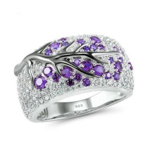 Fashion Plum Blossom Branch Stones Cubic Zircon Women Rings Jewelry Wedding Rings for Women Jewelry Wholesale