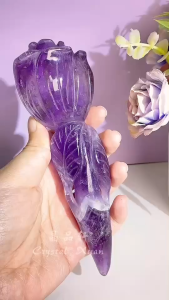 [现货] 17cm 紫水晶玫瑰花摆件｜浪漫能量 × 魅力人缘 × 风水聚福｜Amethyst Rose Display｜Love • Grace • Good Vibes
