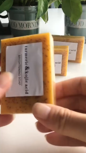Handmade Turmeric & Lemon Scrub Soap for face and body cleansing.Helps remove dirt and dead skin leaving skin feeling clean smooth &refreshed.
