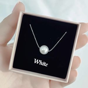 SO SEOUL Exquisite Swarovski® Crystal Pearl Classic White Pink Grey Chain Necklace