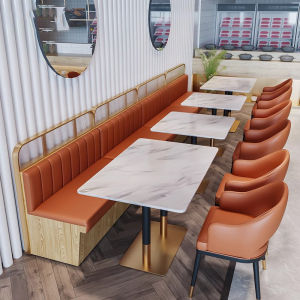 Customized Restaurant Restaurant Screen Holder Sofa Tea House Hot Pot Milk Tea Barbecue Shop Stone Plate Dining Tables and Chairs Set Commercial