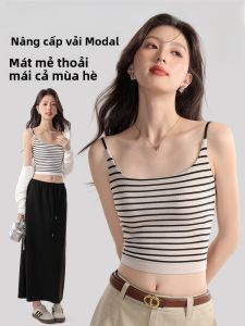 MiiOW | Áo ba lỗ kẻ sọc gợi cảm cho nữ MiiOW Cat Person Áo ba lỗ không dây mùa hè 2025 Áo ba lỗ mặc trong và ngoài Áo ba lỗ không cần đeo ngực