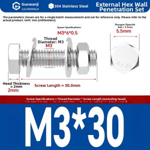 GUWANJI | Stainless Steel Wall-passing Screw and Nut Set
