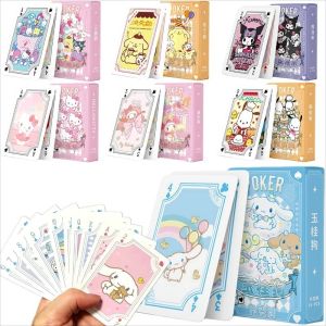 Sanrio Poker Kawaii Cartoon Kuromi Cinnamoroll Melody Poker Card Entertainment Childrens Hobbies Collectibles Card Games Toys Party Decoration Supplies