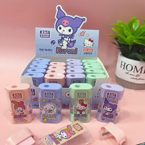 Rautan & Penghapus Pensil 2in1 Karakter Lucu Sanrio Capybara – Sharpener Eraser Anak Sekolah
