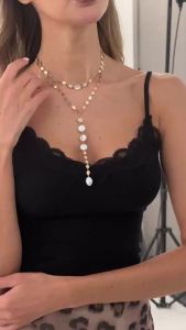Ingemark | Ingemark 2Pcs/Set Elegant Imitation Pearls Y Shape Pendant Necklace for Women Vintage Inlay Rhinestone Metal Neck Jewelry Gifts