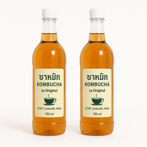 คอมบูชา Kombucha 2 ขวด ชาหมัก สูตรดั้งเดิม Original ดีท็อก ท้องผูก ปริมาณ 750ml/1000ml. Low Sugar คีโต Keto  เจ Vegan โพรไบโอติก Probiotic organic