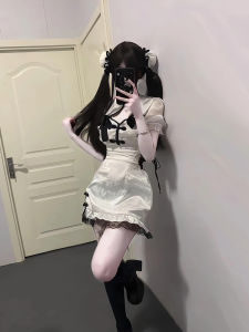 New Chinese Style Black White Qipao Lolita Dress Maids Uniform Panda Design Womens plus Size Clothing Autumn Fashion