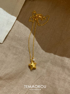 Non-Fading Gold Paper Star Pendant Necklace Womens Elegant Vintage Sweater Chain Fashion Jewelry Bathing Accessory