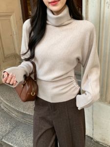 BINKAFENNY | Womens High Collar Side Buttoned Knitted Wool Sweater Slim Fit Base Shirt Inner Wear Autumn Winter Uneven Waist Inward Top