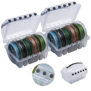 Goture 1pcs Fishing Line Storage Box Tackle Box Slots Fishing Line Case Clear Transparent Fishing Line Organizer 6 Compartments