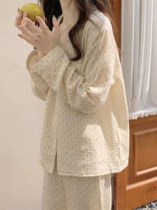 Pure Cotton Flannel Sleepwear Long Sleeve Home Clothes Set for Women Autumn Winter New Style Comfortable Breathable Nightgown