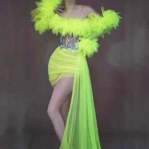 Wrap Chest Mini Dress High Waist A-Line Skirt Casual Comfortable Outfit for T-Stage Show Performance Accessories Dancewear