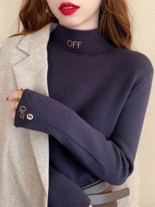 Double-Sided Thickened Long Sleeve Womens Base Shirt Half-High Collar T-Shirt Warm Top for Autumn Winter Fashion Commute Style
