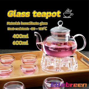 400ml 600ml Heat-resistant Glass Tea Set with Filter Tea Pot Transparent Teapot