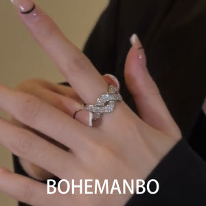 Bohemano Fashionable Unique Design Ring for Women Elegant Personality Match All Opening Finger Ring Geometric Pattern Alloy