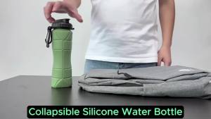 Bình Nước Silicon Gấp Gọn 650ML Cốc Thể Thao Chống Rò Rỉ Di Động Có Ống Hút Và Móc Treo Dùng Cho Đi Bộ Đường Dài Đạp Xe Tập Gym Cắm Trại