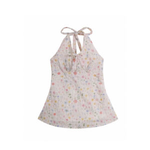 YUEZHONGWEI | Áo ba lỗ không tay thêu hoa kiểu Pháp ngọt ngào dành cho nữ mùa hè đi biển áo vest hở vai cổ treo thiết kế áo khoác ngoài